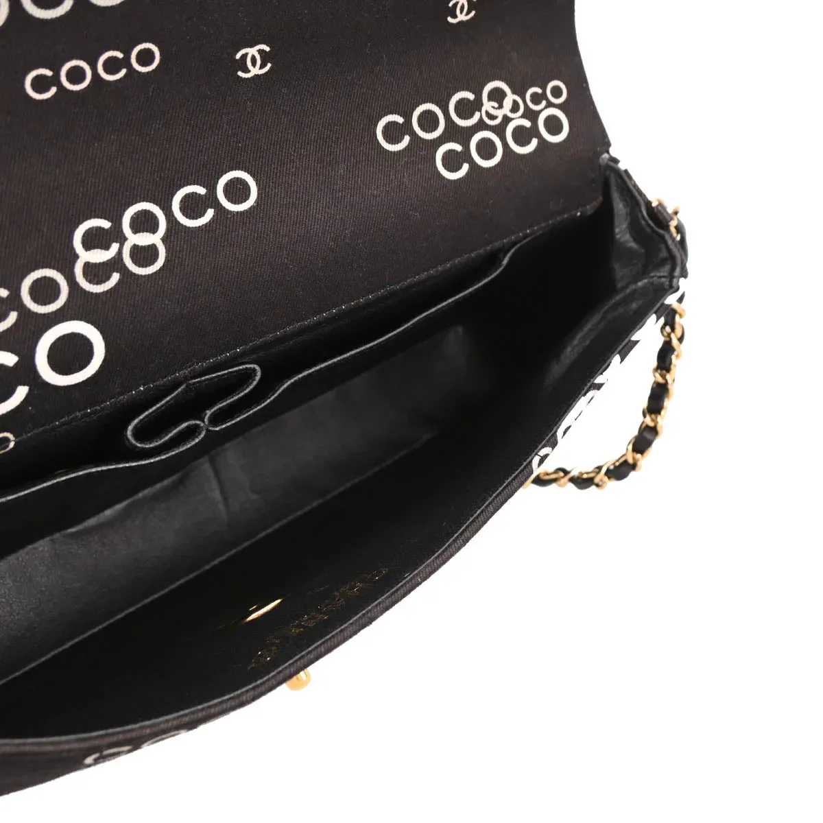 Chanel 2000-2001 Black Canvas COCO East West Choco Bar Shoulder Bag - Image 4