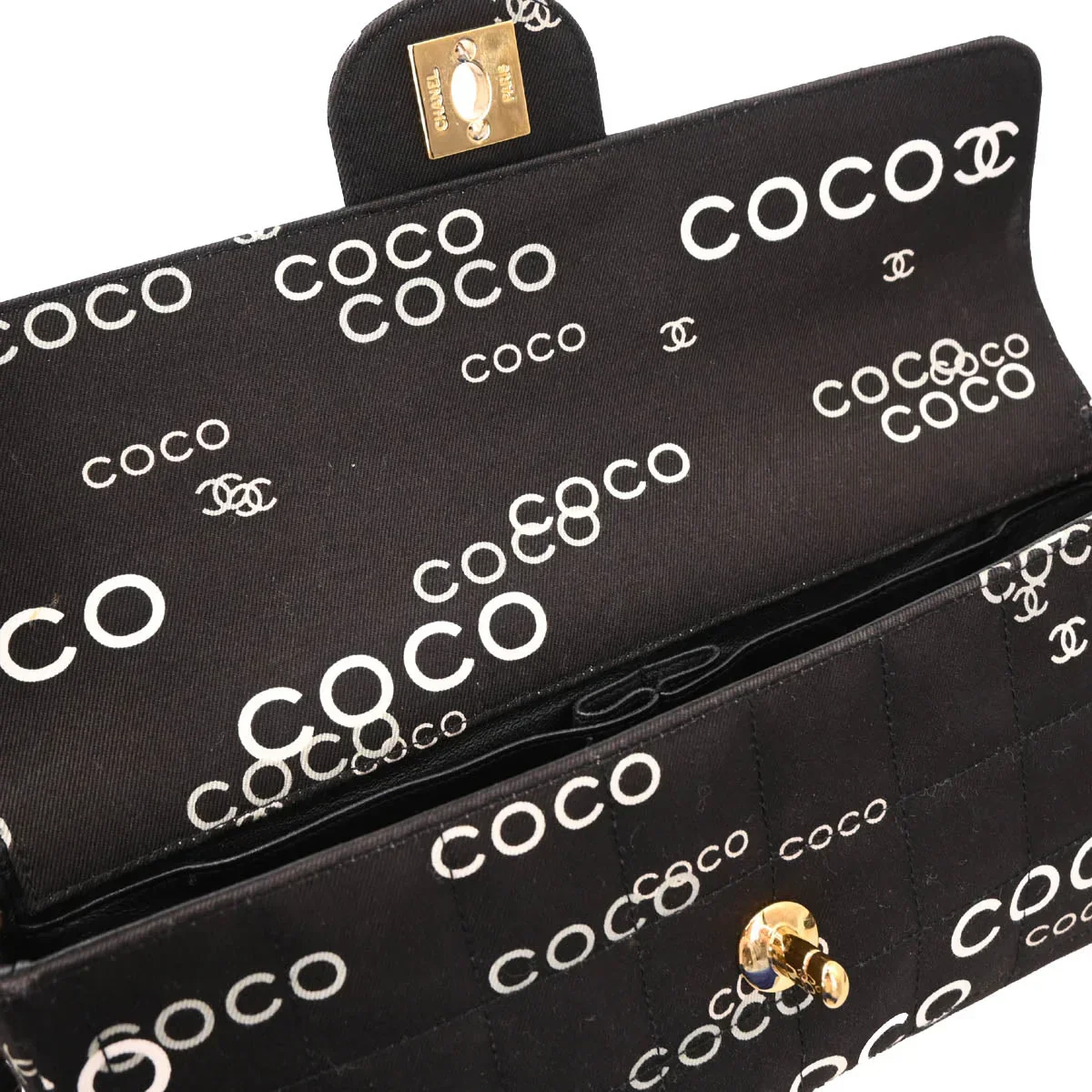 Chanel 2000-2001 Black Canvas COCO East West Choco Bar Shoulder Bag - Image 7