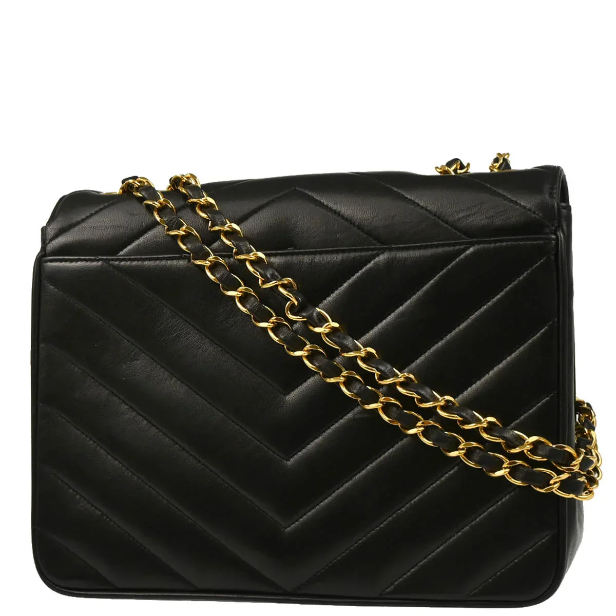 Chanel Black Lambskin Chevron Shoulder Bag - Image 2
