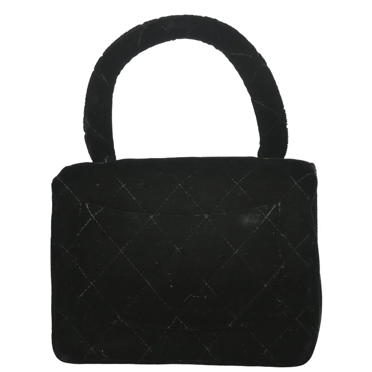 Chanel 1991-1994 Black Velvet Mini Square Handbag - Image 2