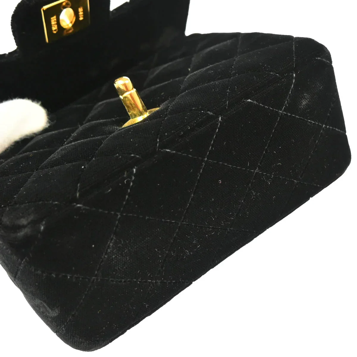 Chanel 1991-1994 Black Velvet Mini Square Handbag - Image 5
