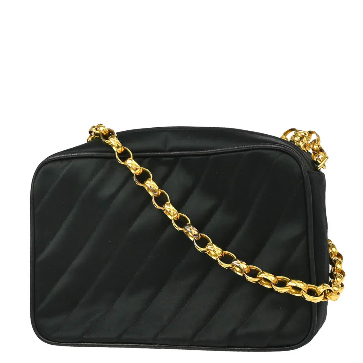 Chanel 1991-1994 Black Satin Camera Bag Mini - Image 2