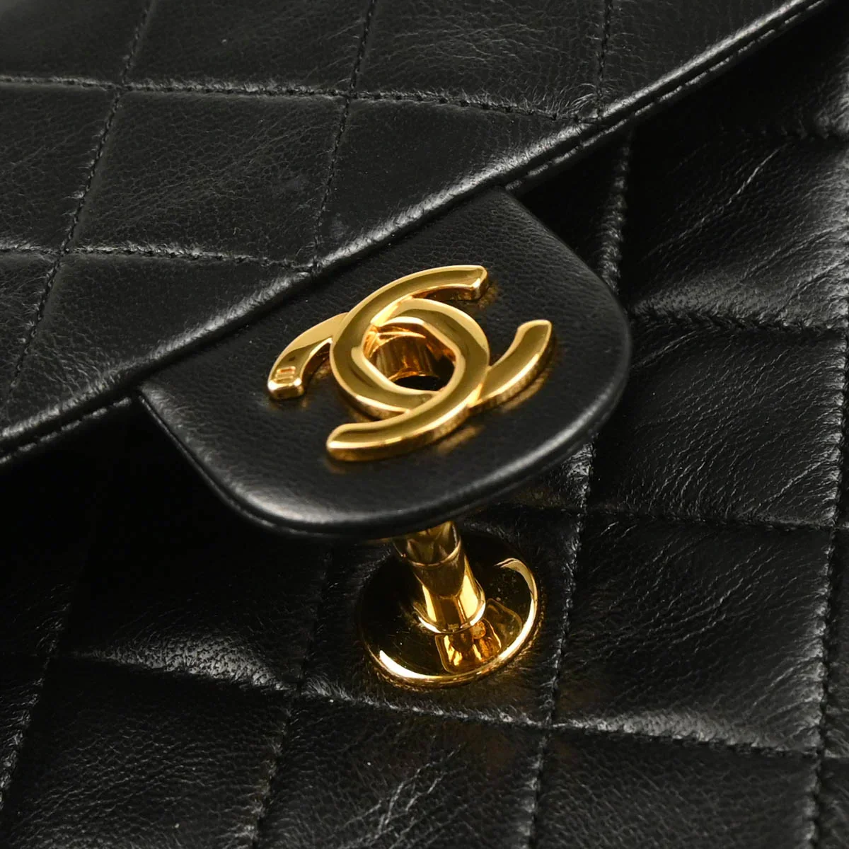 Chanel Black Lambskin Classic Square Flap Shoulder Bag - Image 6