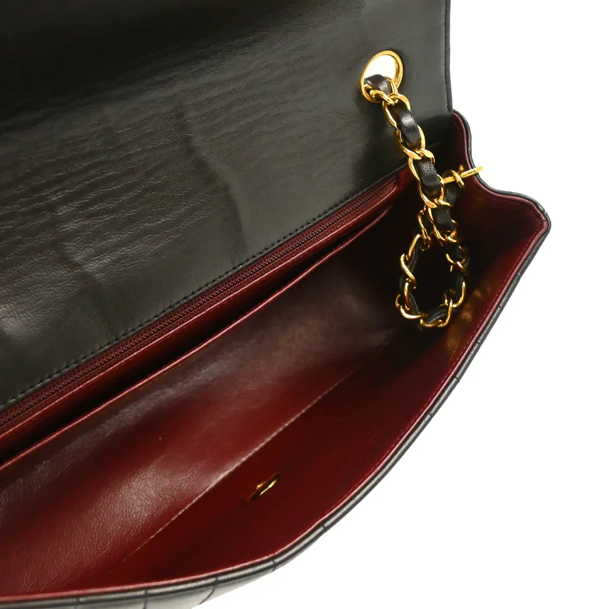 Chanel 1991-1994 Black Lambskin Mademoiselle Shoulder Bag - Image 4