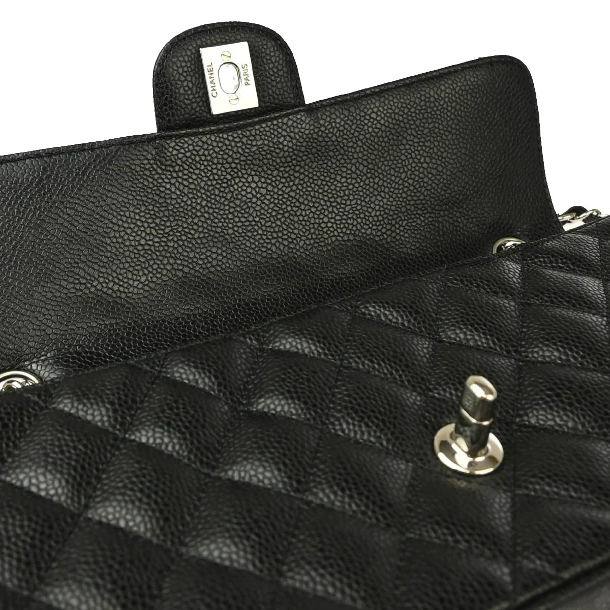 Chanel 2005-2006 Black Caviar East West Shoulder Bag - Image 8