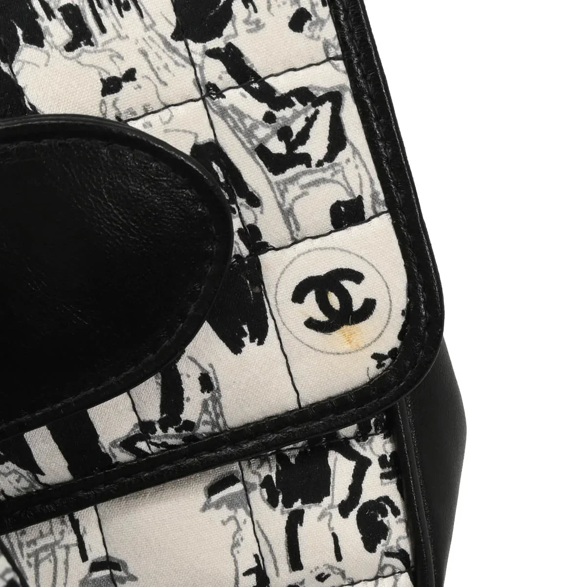 Chanel 2003-2004 White Black Silk Choco Bar Shoulder Bag - Image 6
