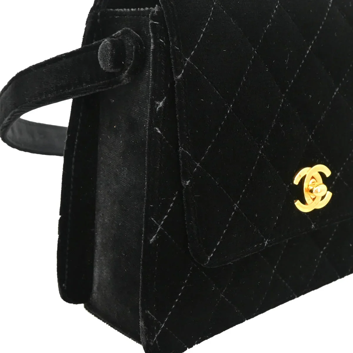 Chanel 1997-1999 Black Velvet Handbag - Image 3