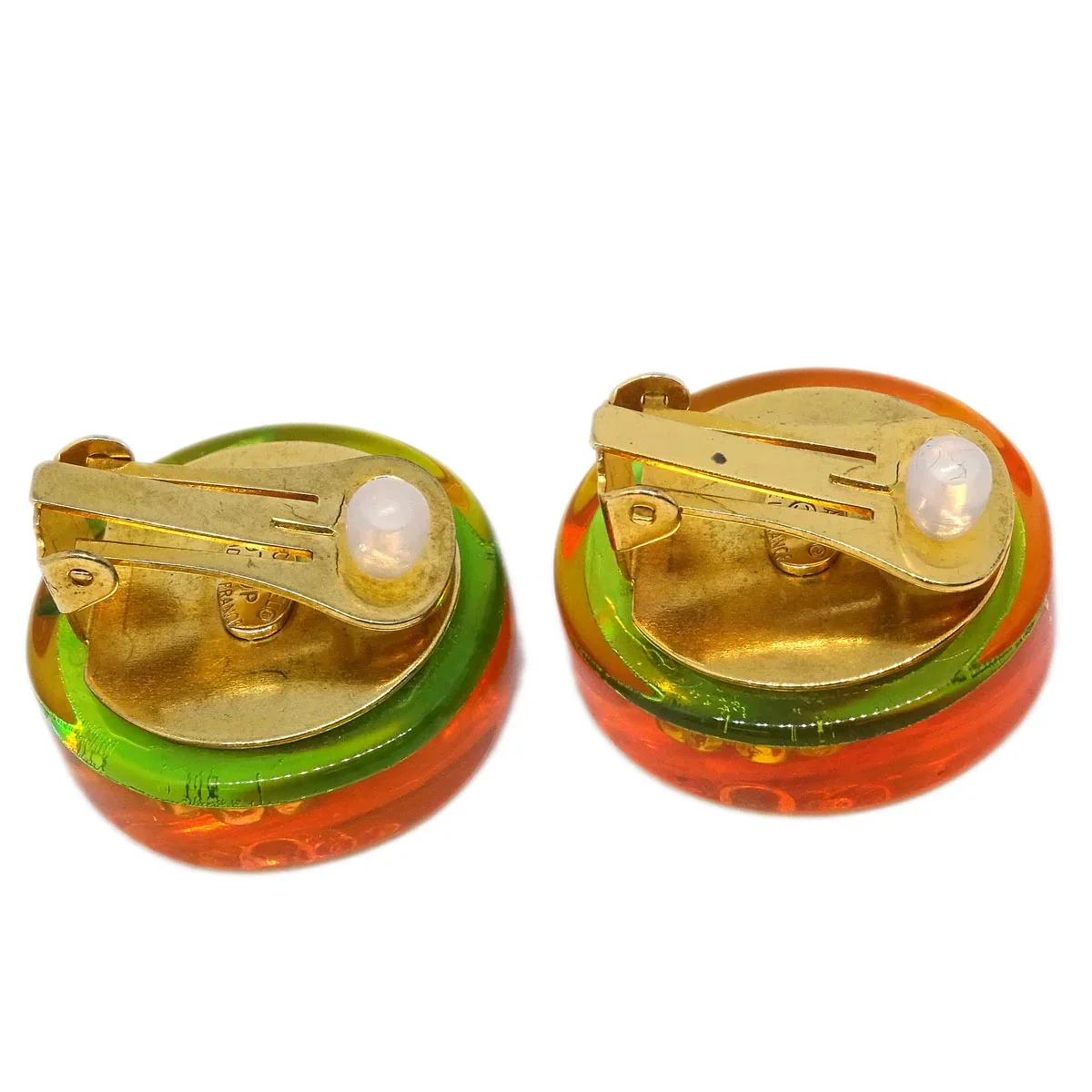 Chanel Button Earrings Clip-On Pink Acrylic 97P - Image 3