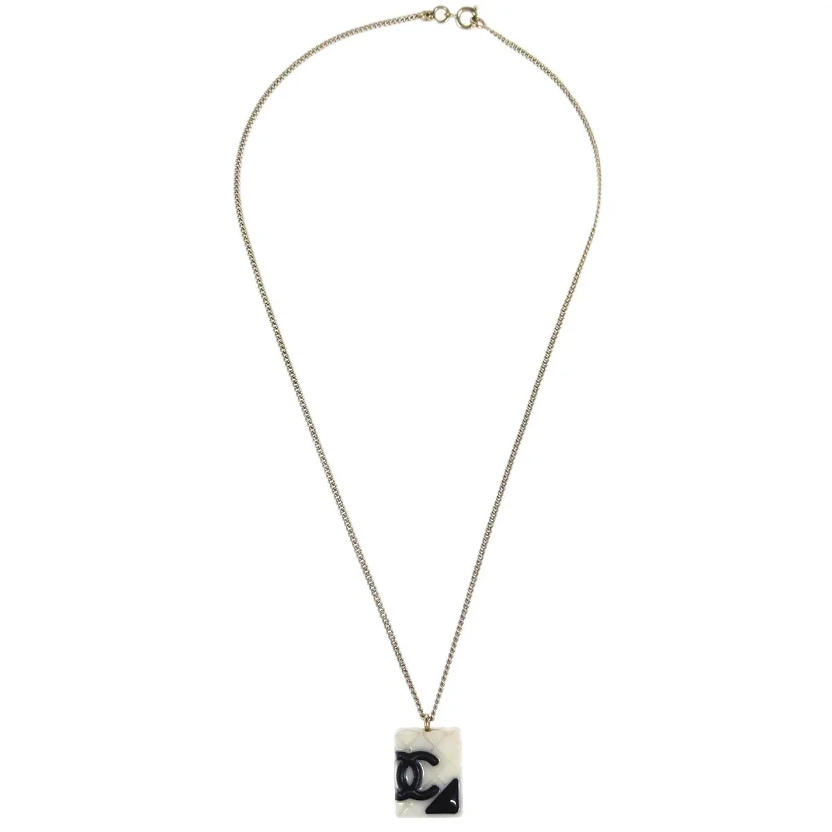Chanel Cambon Ligne Chain Necklace Pendant Gold White 05C - Image 2