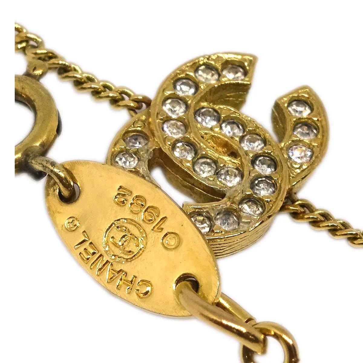 Chanel CC Chain Bracelet Gold Rhinestone 4022/1982 - Image 4