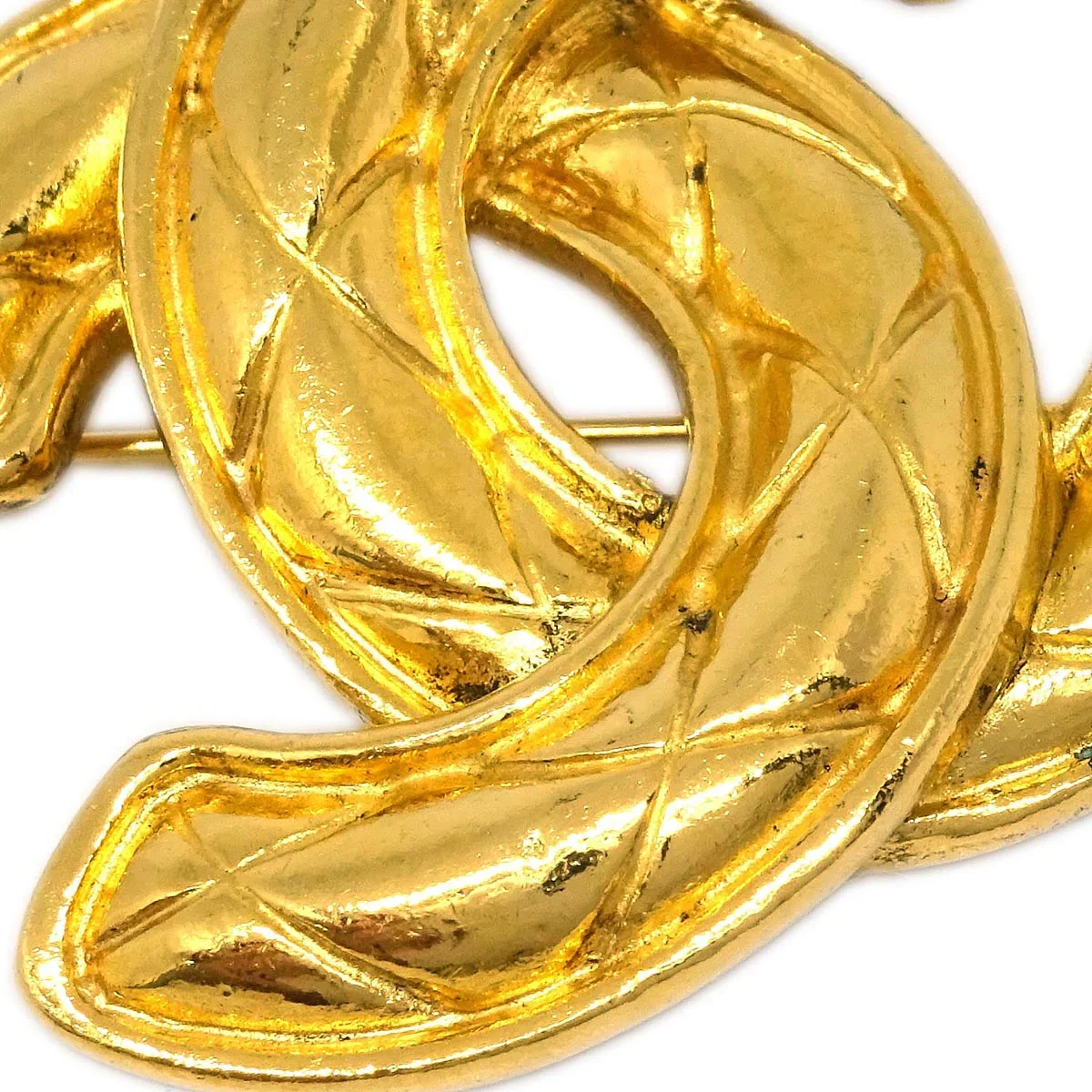 Chanel Quilted CC Brooch Pin Gold 1153 - Image 2