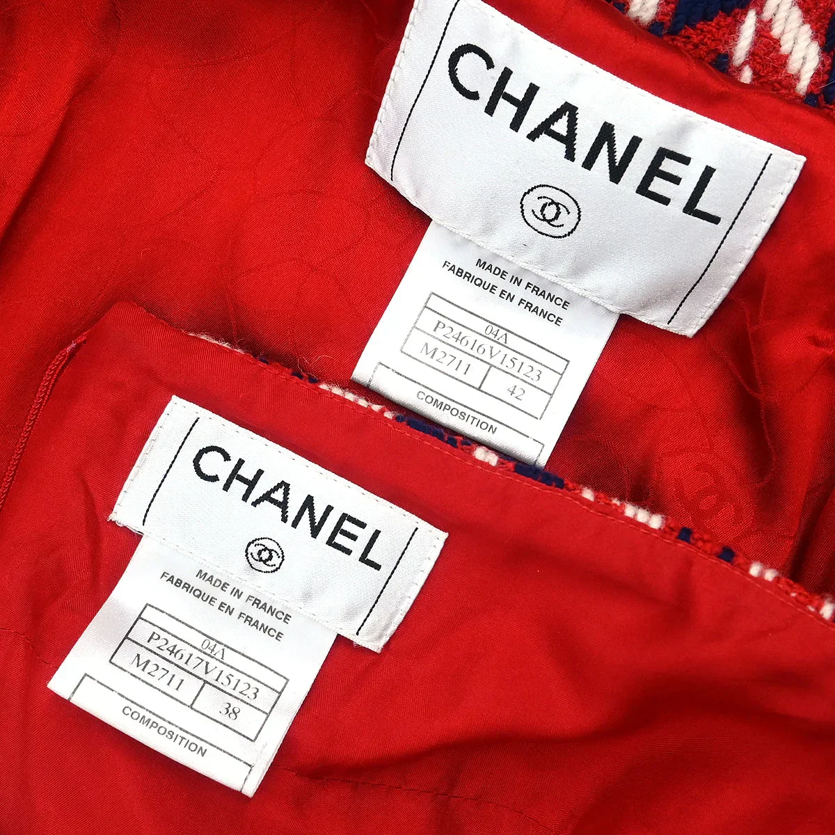 Chanel 2004 Setup Suit Jacket Skirt Red #42 #38 - Image 10