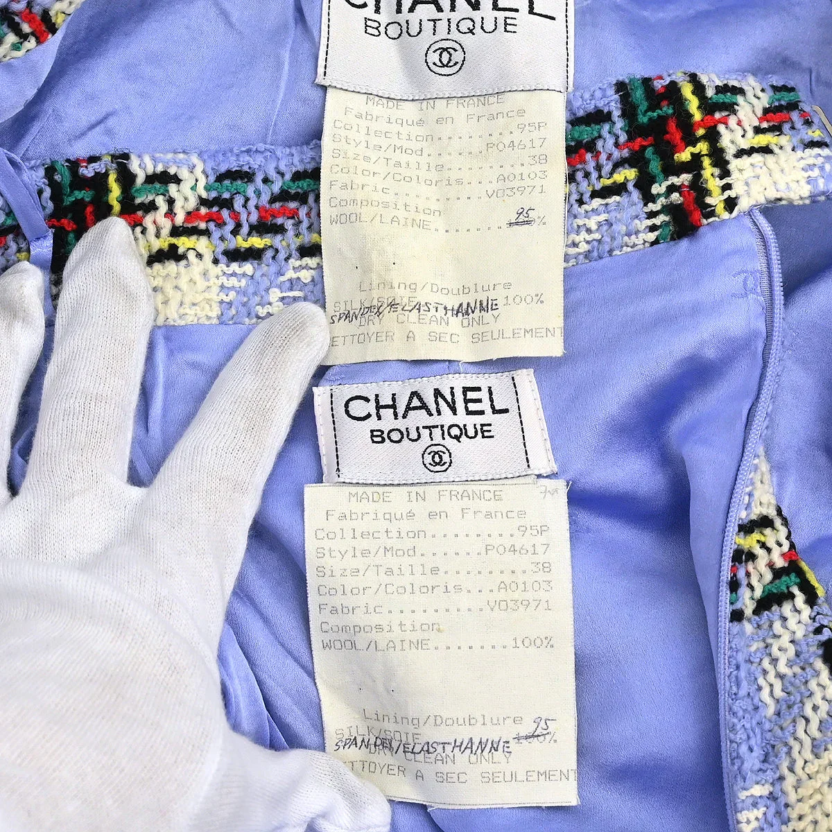 Chanel 1995 Setup Suit Jacket Skirt Light Blue #38 - Image 10