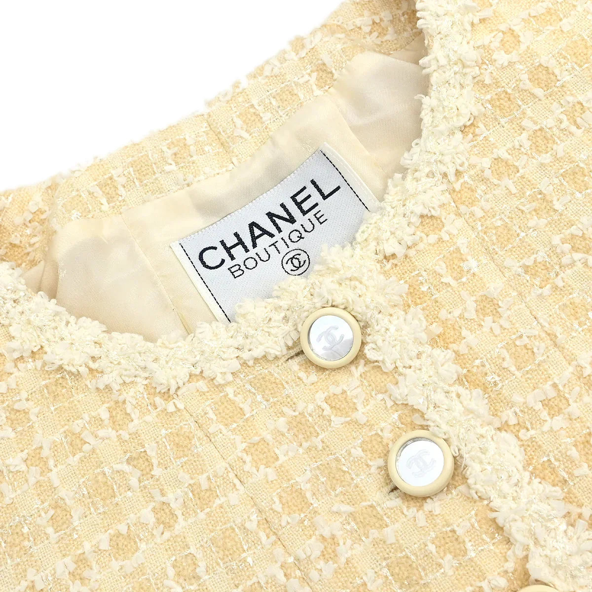 Chanel Collarless Single Breasted Jacket White #34 - Image 3