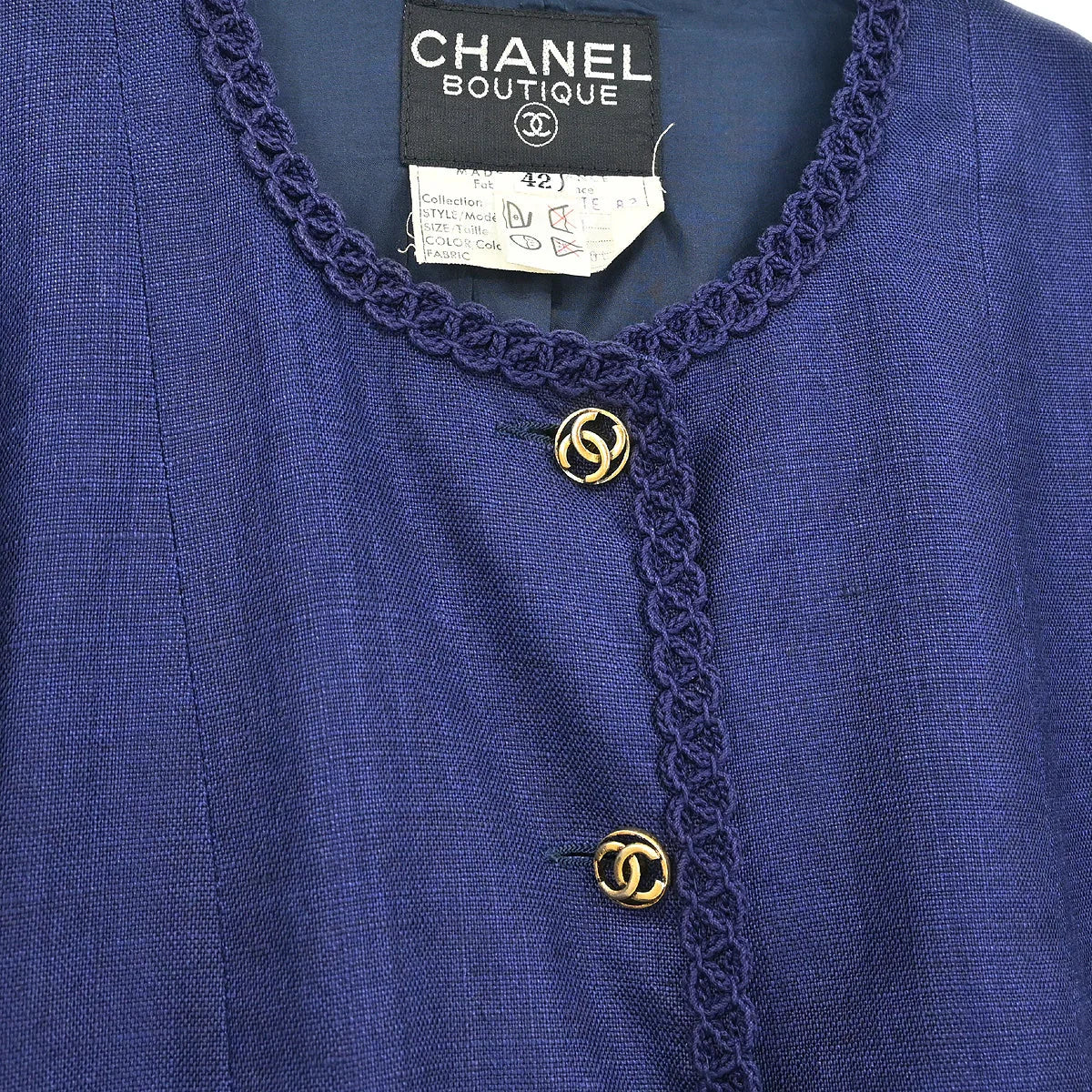 Chanel Setup Suit Jacket Skirt Navy #42 - Image 3