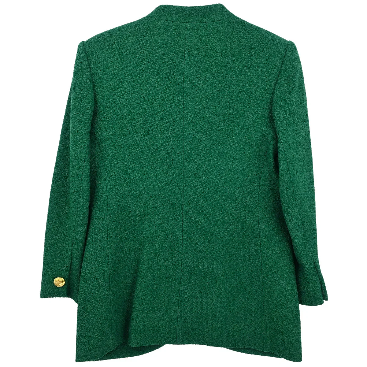 Yves Saint Laurent Single Breasted Collarless Jacket Green #40 - Image 2