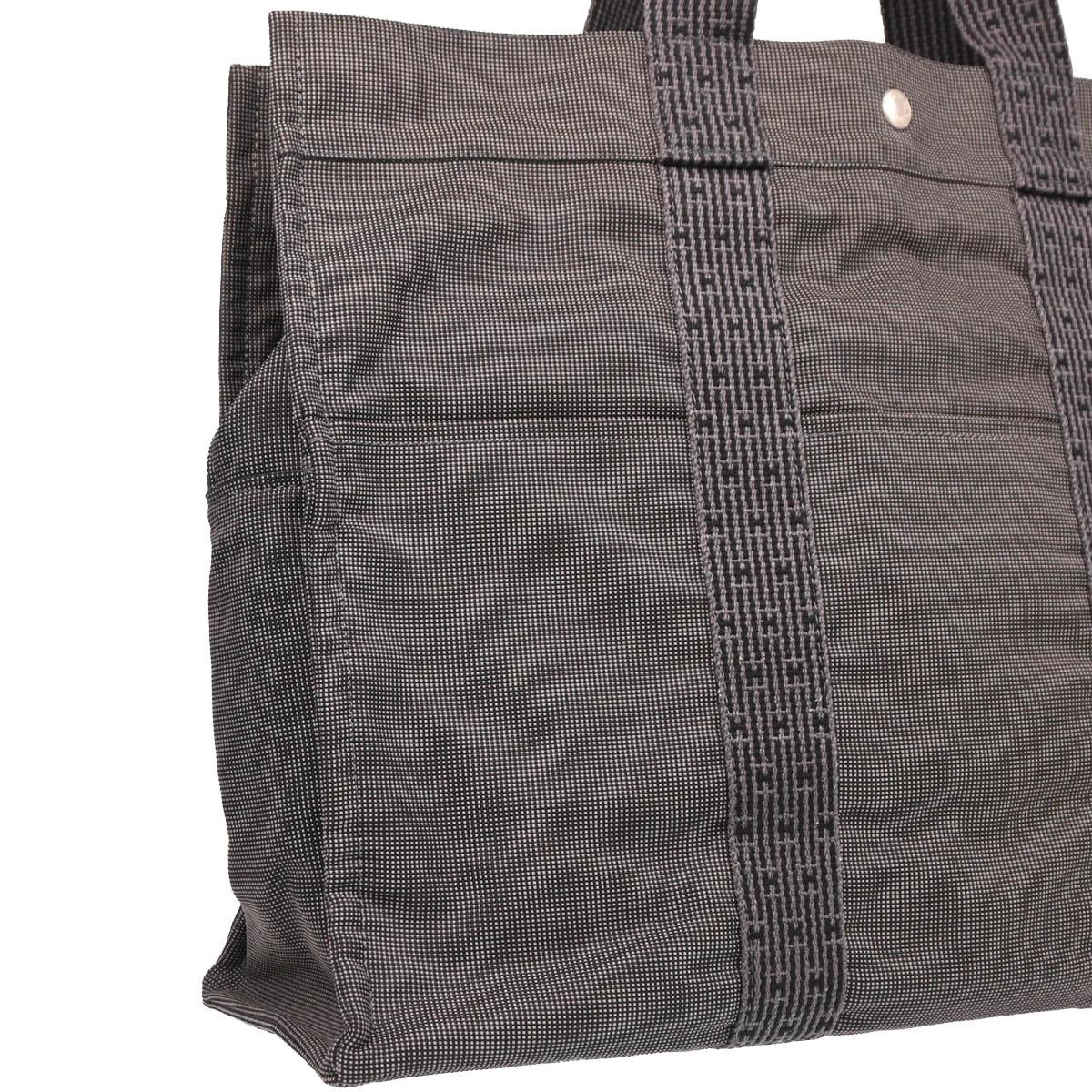 Hermes Gray Canvas Herline Tote GM Handbag - Image 3