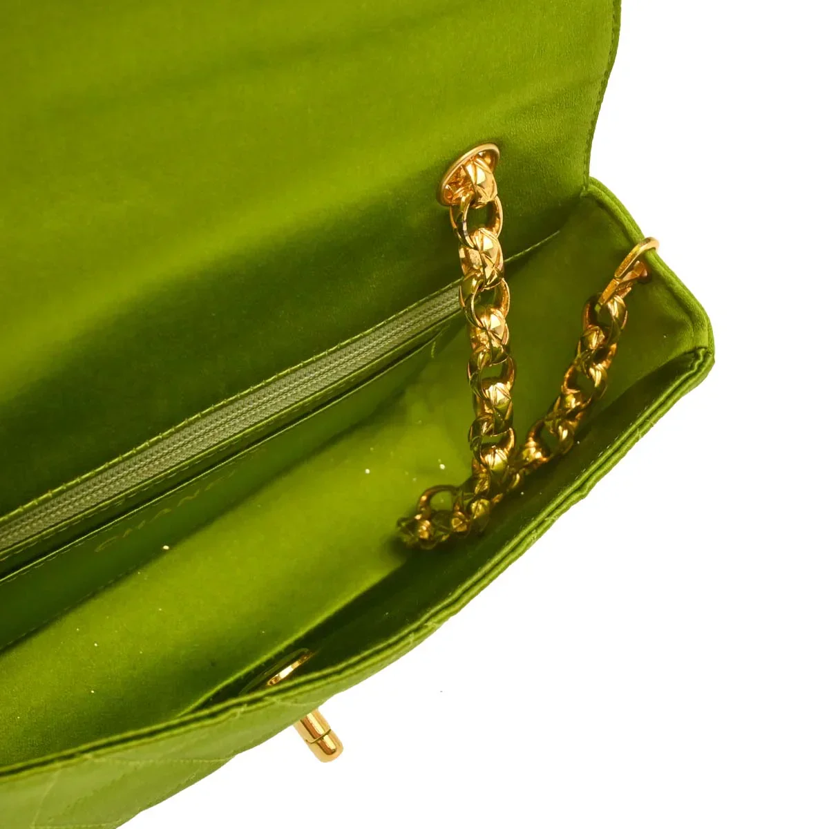 Chanel Green Satin Diana Shoulder Bag - Image 4