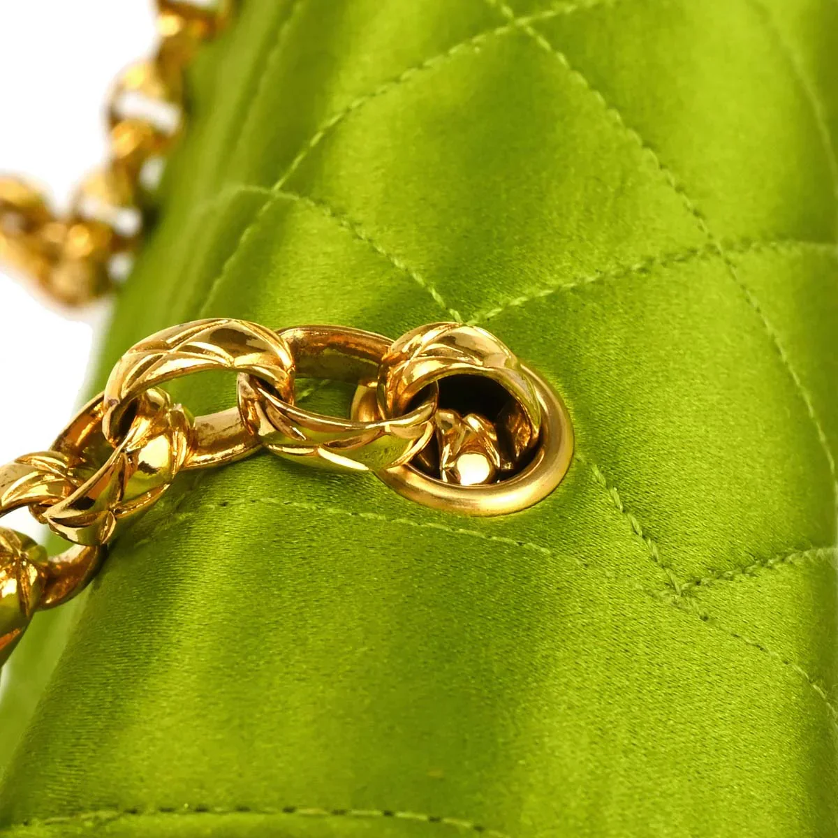 Chanel Green Satin Diana Shoulder Bag - Image 7
