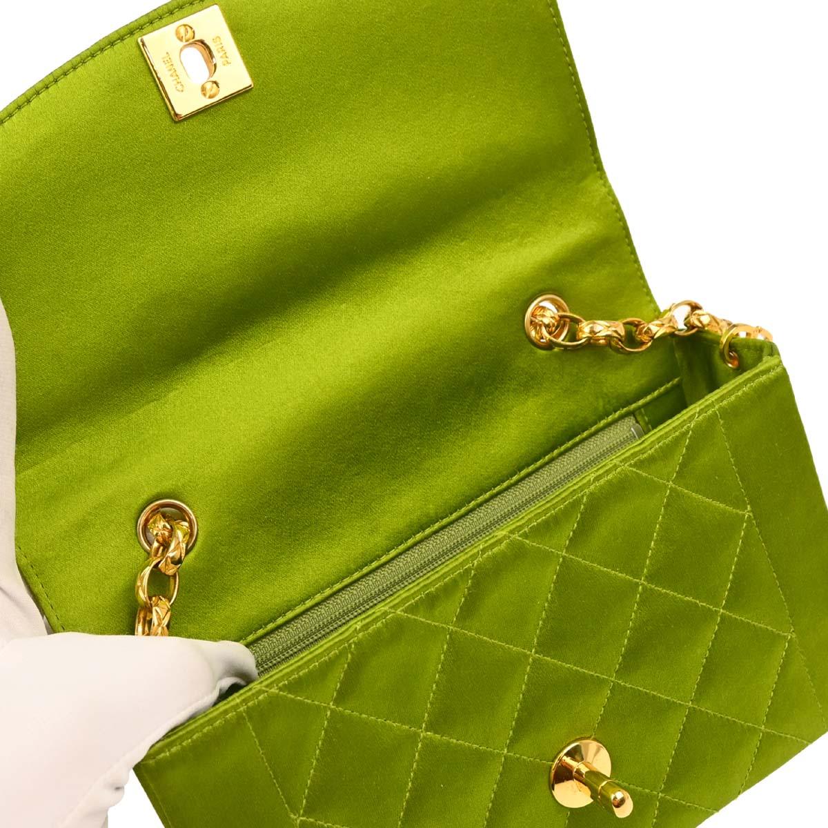 Chanel Green Satin Diana Shoulder Bag - Image 8