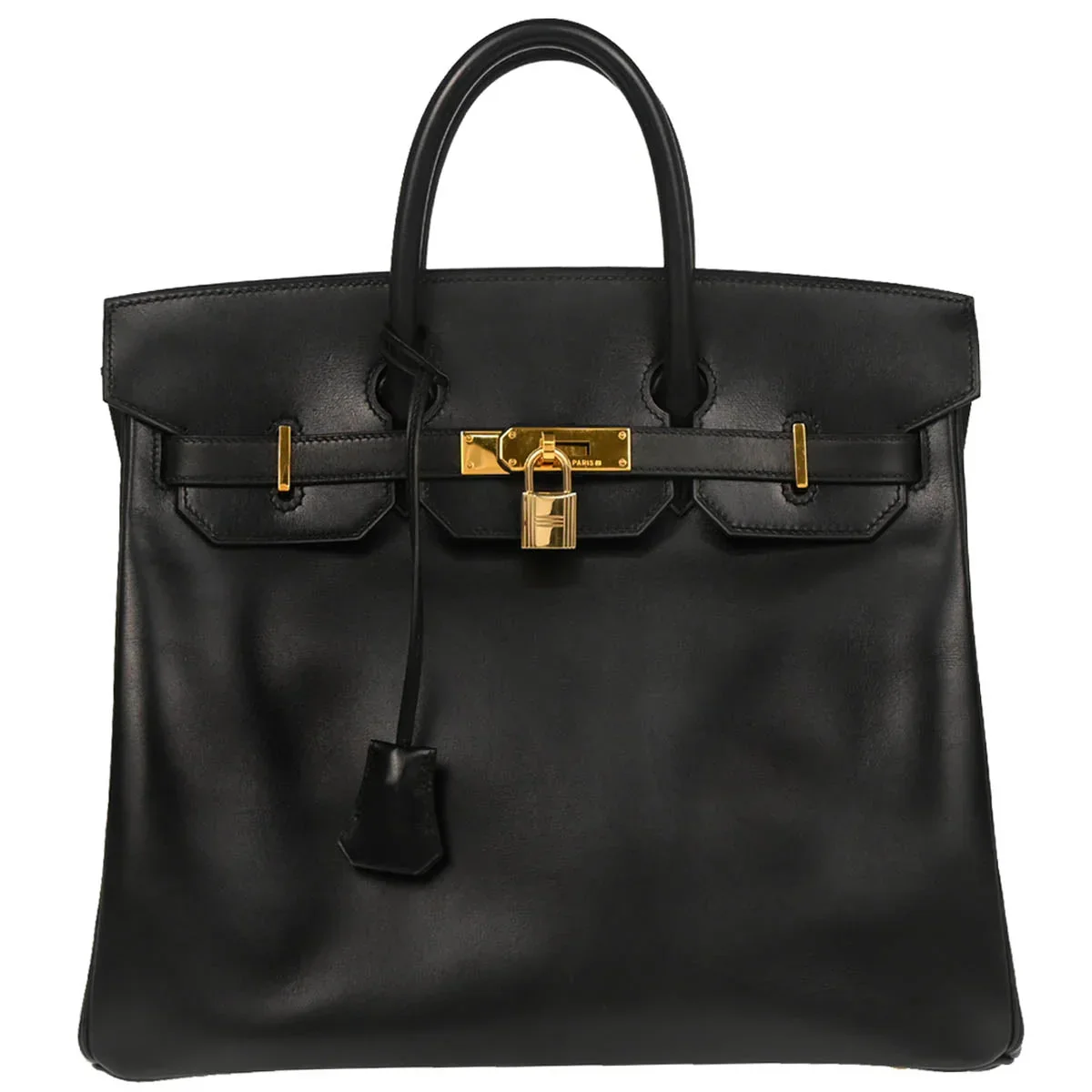 Hermes 1997 Black Box Calf Haut a Courroies 32 Handbag