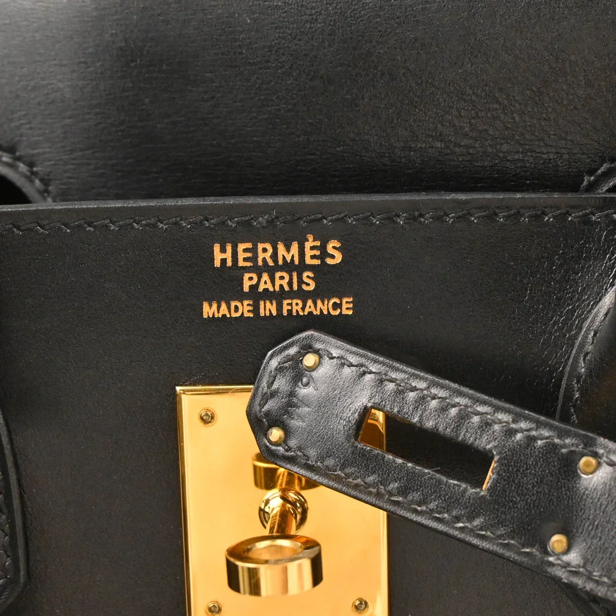 Hermes 1997 Black Box Calf Haut a Courroies 32 Handbag - Image 10