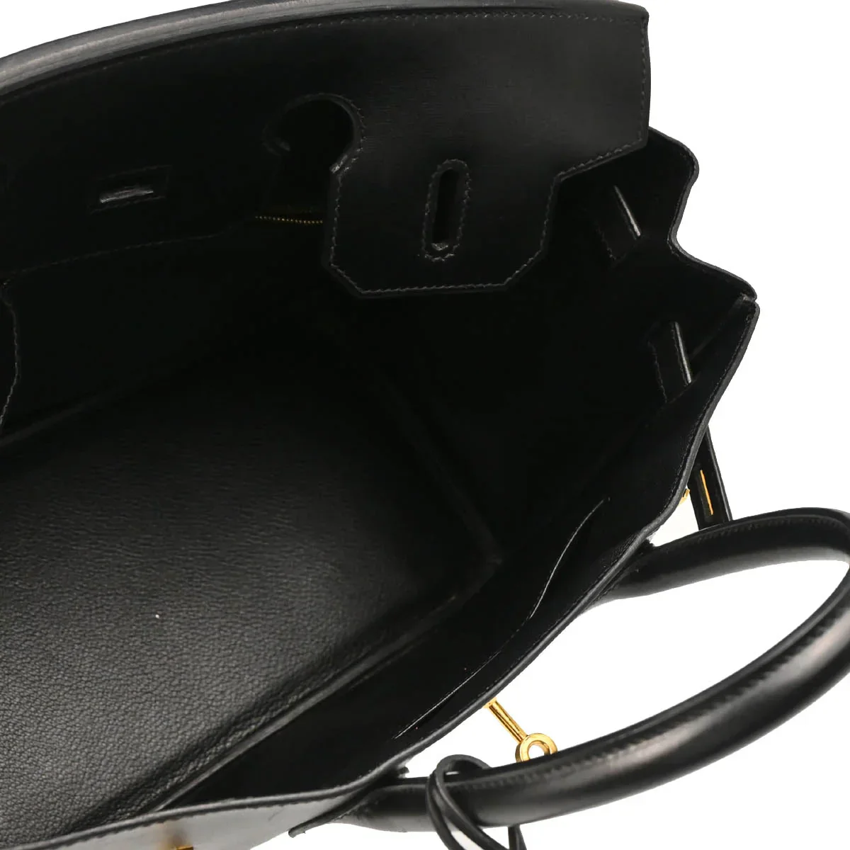 Hermes 1997 Black Box Calf Haut a Courroies 32 Handbag - Image 3