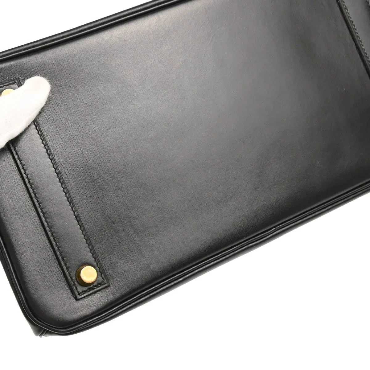 Hermes 1997 Black Box Calf Haut a Courroies 32 Handbag - Image 4