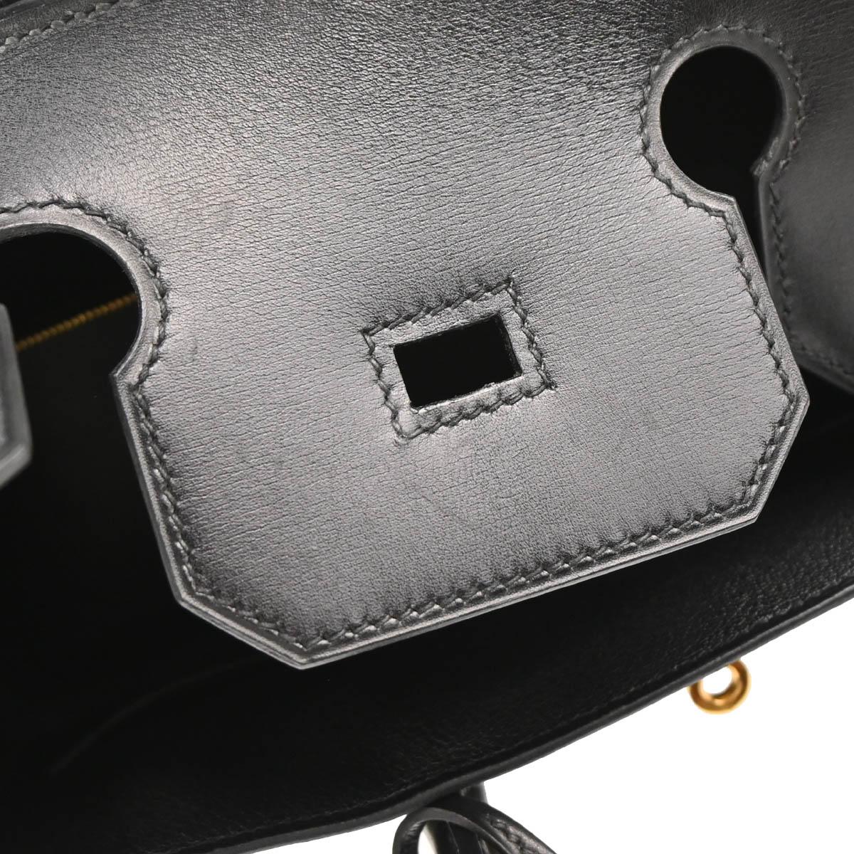 Hermes 1997 Black Box Calf Haut a Courroies 32 Handbag - Image 8