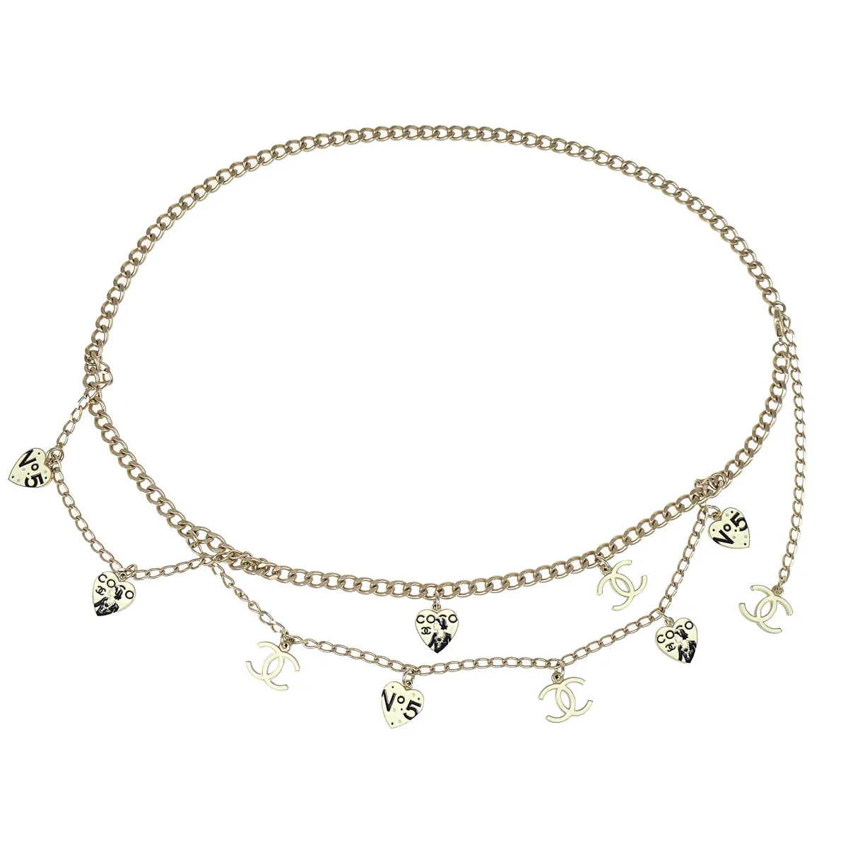 Chanel Gold Icon Chain Belt Heart CC 06P Small Good