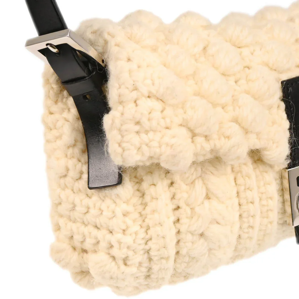 Fendi 1990s White Wool Baguette Handbag - Image 4
