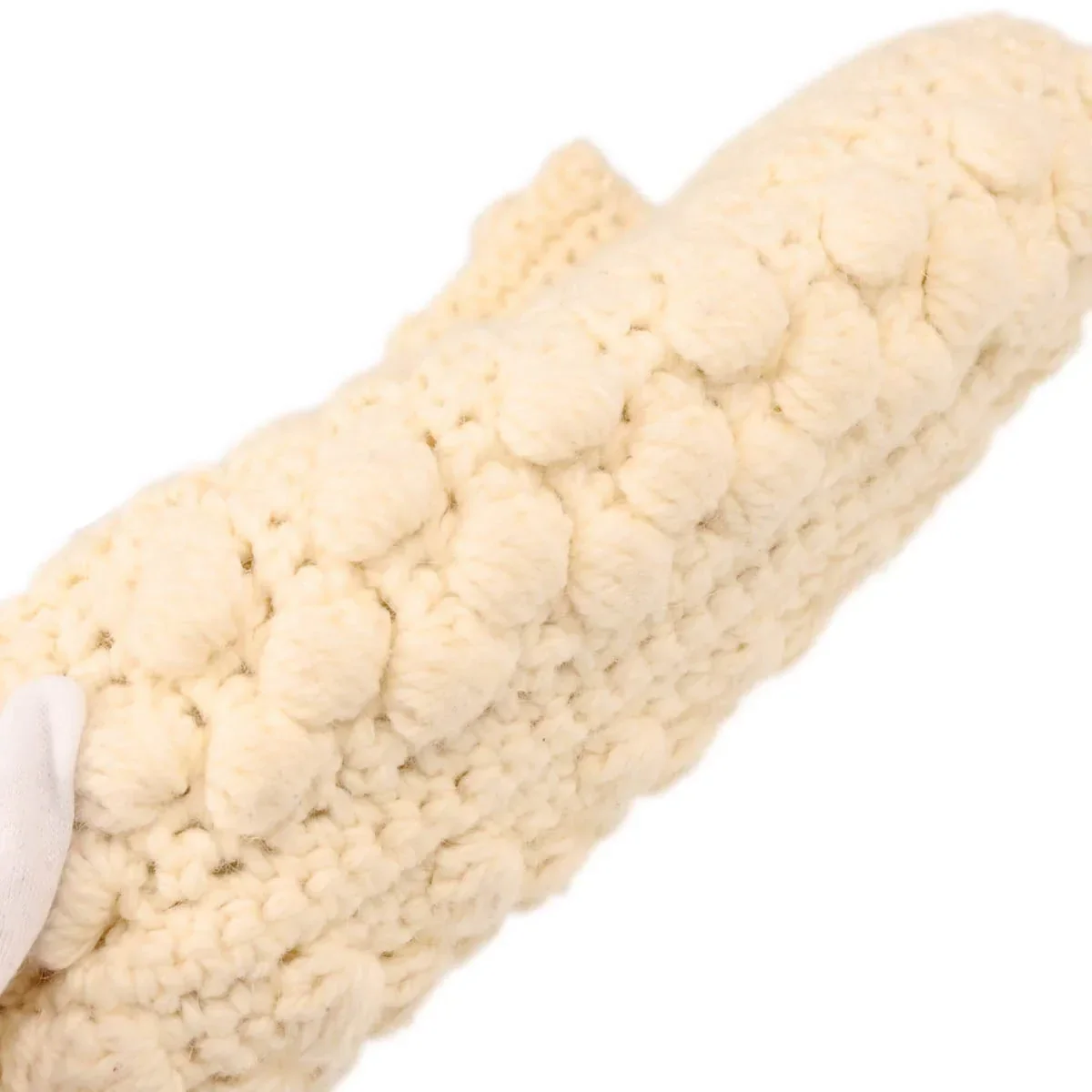 Fendi 1990s White Wool Baguette Handbag - Image 5