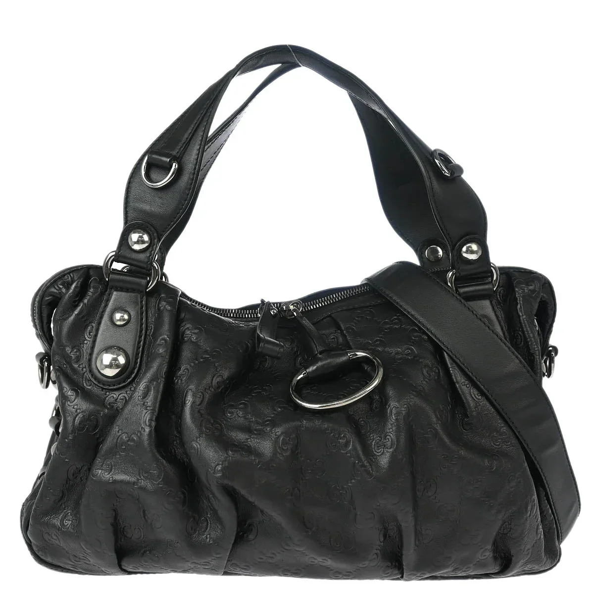 Gucci Black Leather 2way Shoulder Handbag