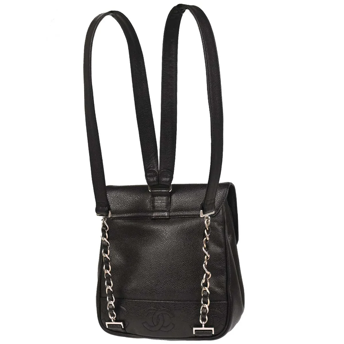 Chanel 1996-1997 Black Caviar Triple CC Backpack - Image 2
