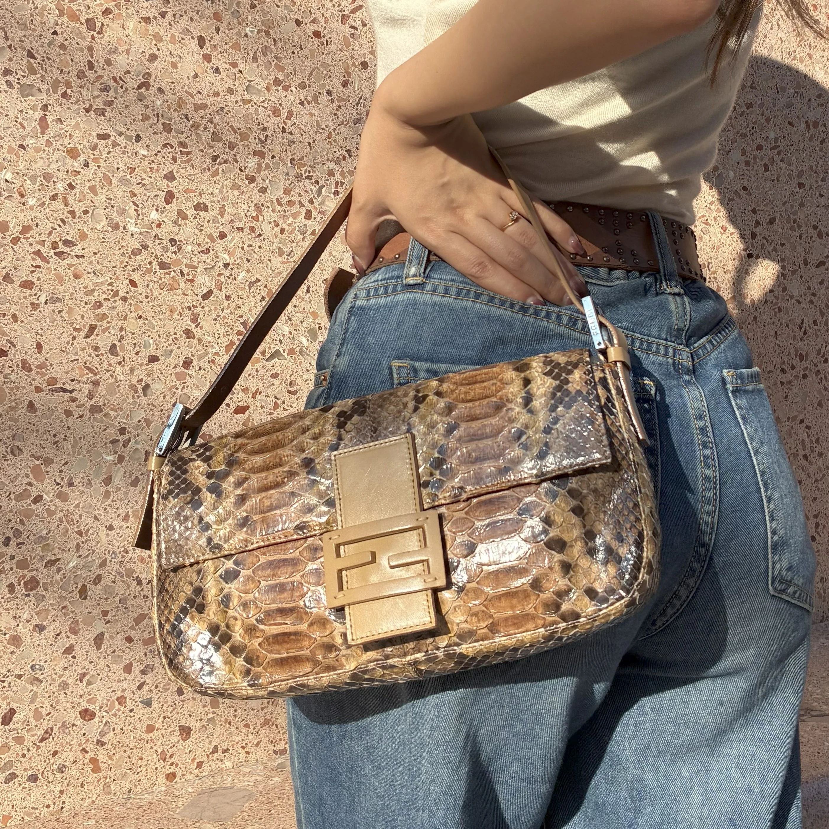 Fendi 1990-2000s * Python Baguette Handbag