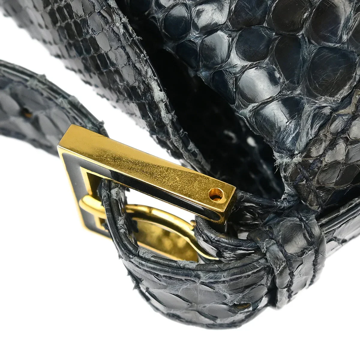 Fendi * Navy Python Handbag - Image 5