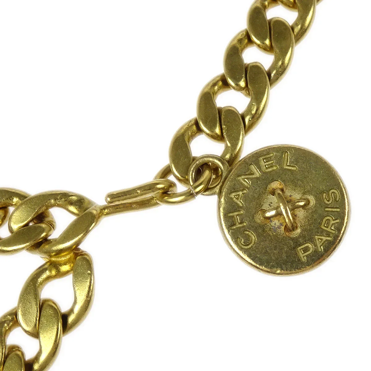 Chanel Gold Medallion Button Chain Belt 95P Small Good - Image 2