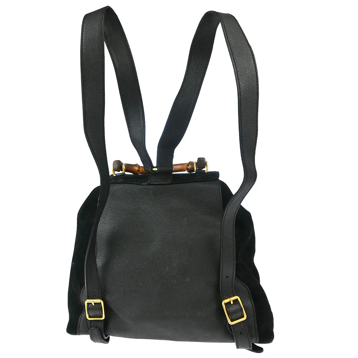 Gucci 1970-1990s Suede Bamboo Backpack - Image 2