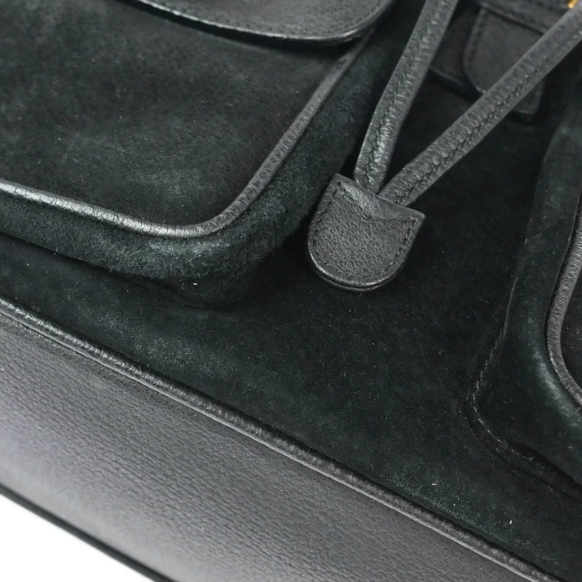 Gucci 1970-1990s Suede Bamboo Backpack - Image 4
