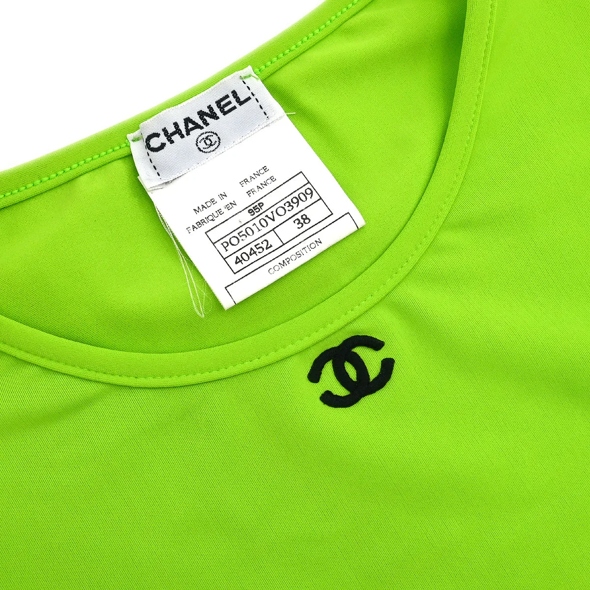 Chanel 1995 Cropped T-shirt Top Green #38 - Image 3