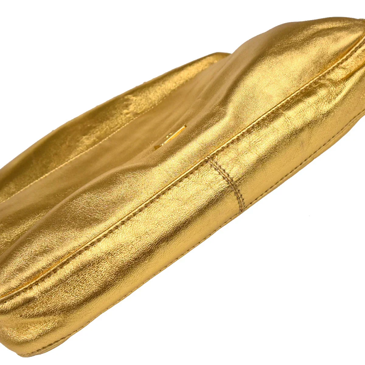 Fendi Metallic Gold Leather Baguette Handbag - Image 5