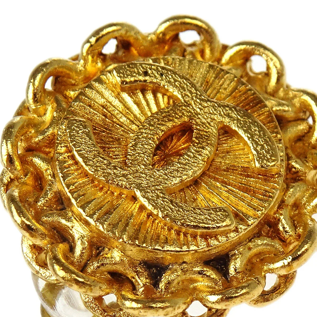 Chanel Button Earrings Clip-On Gold 95A - Image 2
