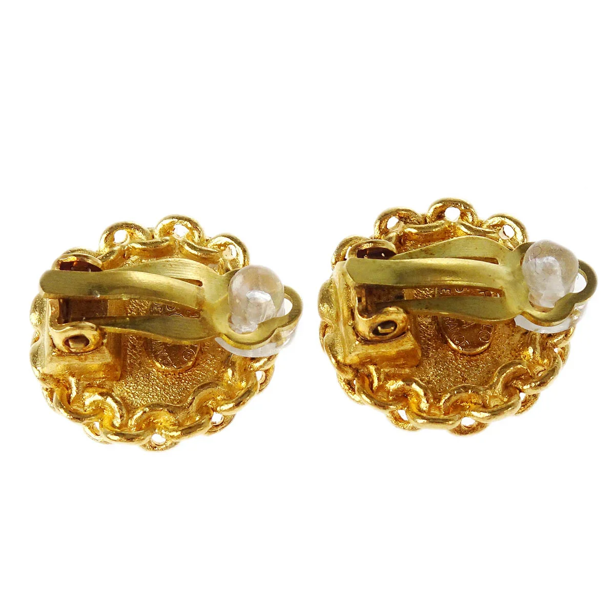 Chanel Button Earrings Clip-On Gold 95A - Image 3
