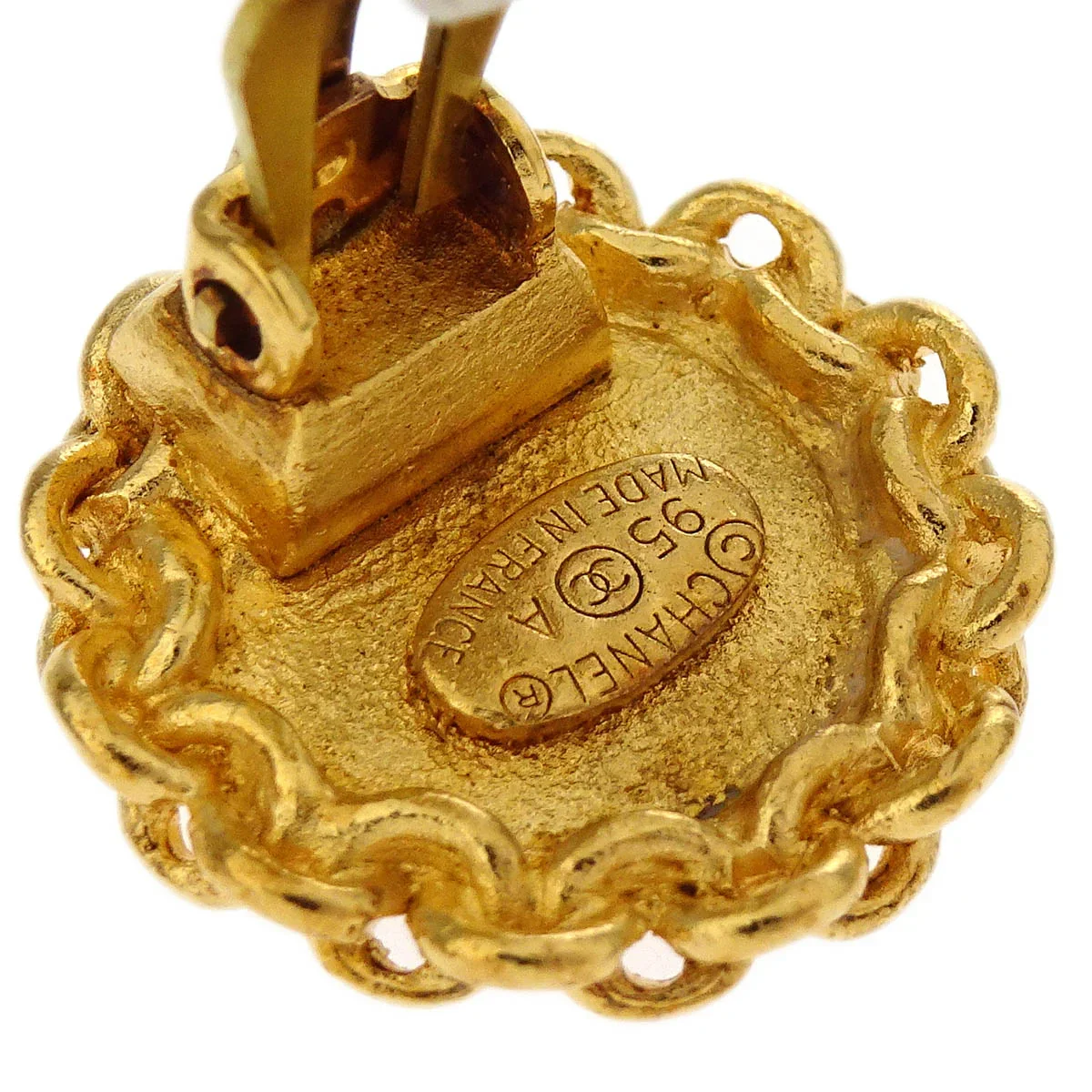 Chanel Button Earrings Clip-On Gold 95A - Image 4