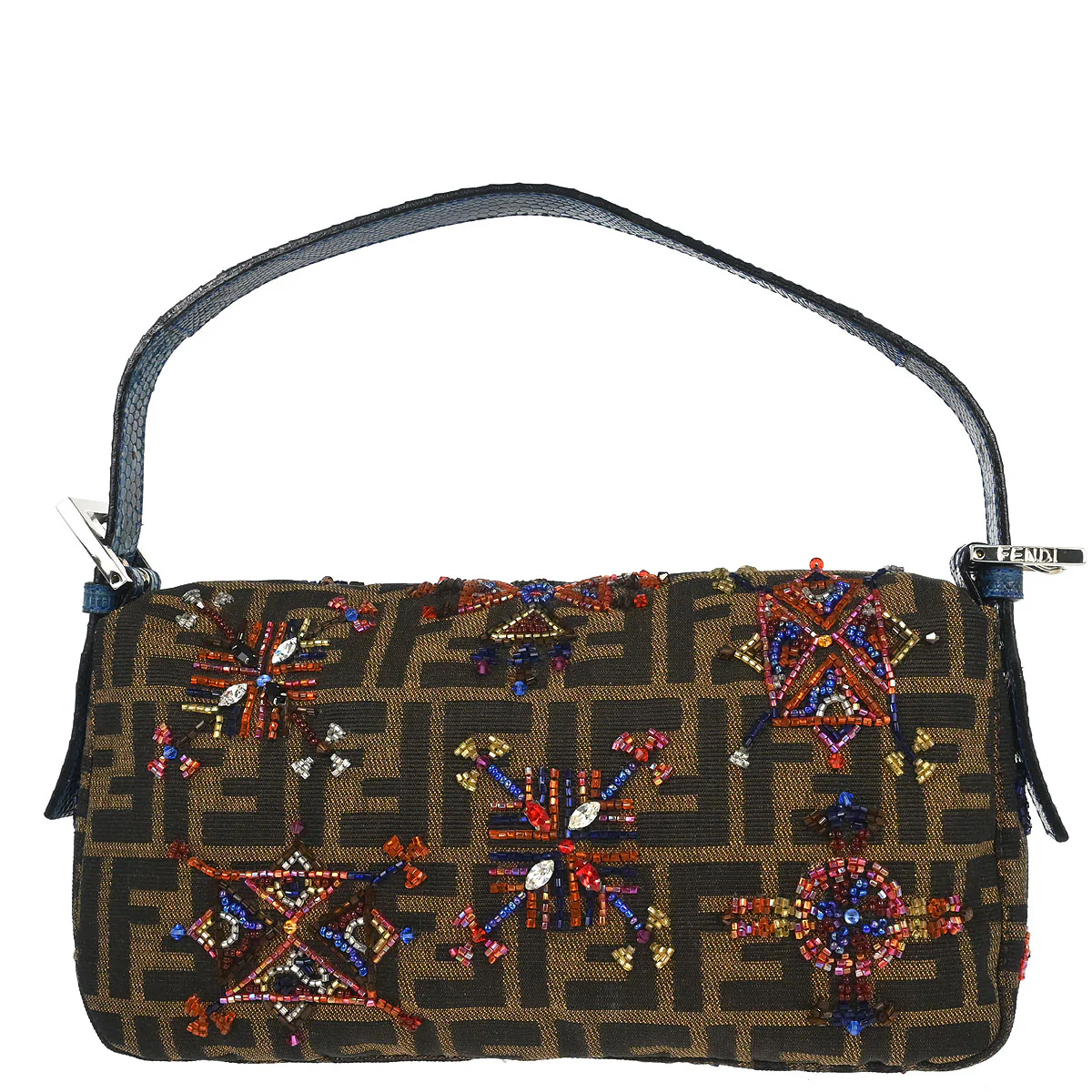 Fendi * 2000 Brown Crocodile Zucca Baguette Handbag - Image 2