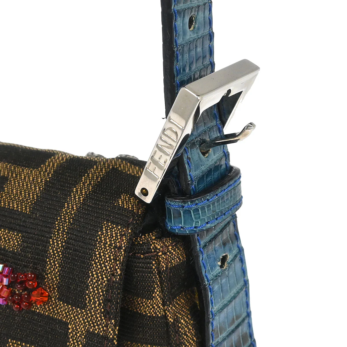 Fendi * 2000 Brown Crocodile Zucca Baguette Handbag - Image 7