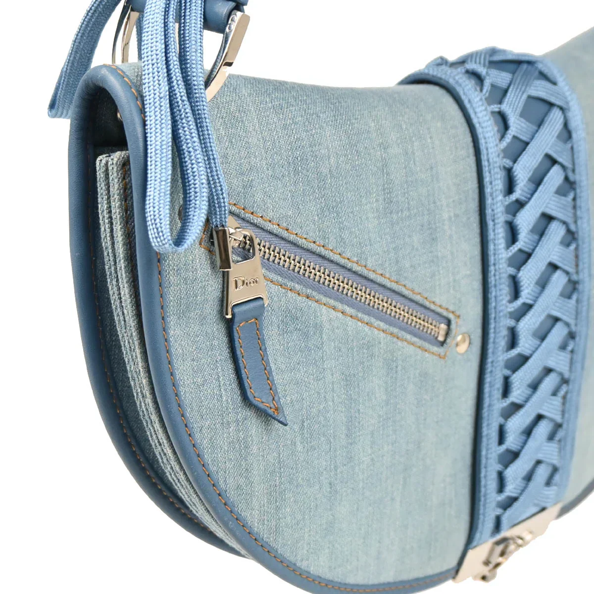Christian Dior 2002 Light Blue Denim Admit It Handbag - Image 3