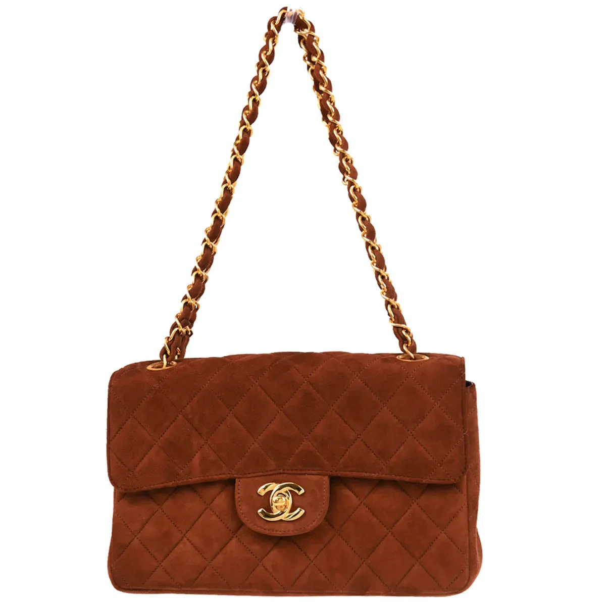 Chanel 1996-1997 Brown Suede Double Sided Classic Flap Shoulder Bag - Image 2