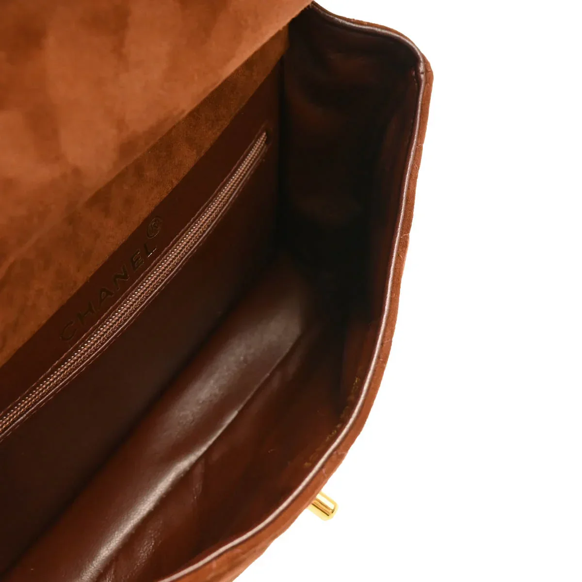 Chanel 1996-1997 Brown Suede Double Sided Classic Flap Shoulder Bag - Image 4