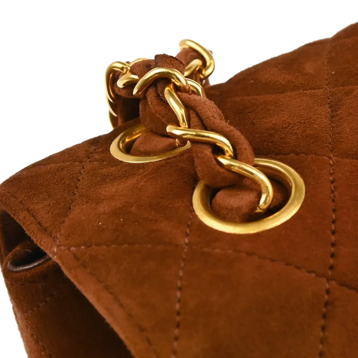 Chanel 1996-1997 Brown Suede Double Sided Classic Flap Shoulder Bag - Image 7